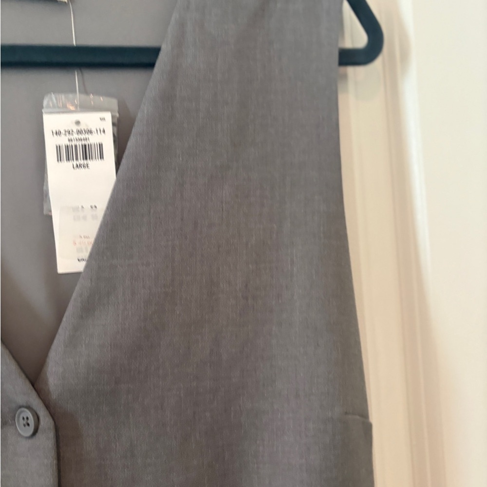 NWT Abercrombie & Fitch Gray Career Academic Preppy Relaxed Tailored Vest L - Picture 8 of 12